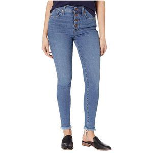 Madewell 10" Blue Magic Pockets High Rise Skinny Button Fly Raw Hem Jeans Size 3